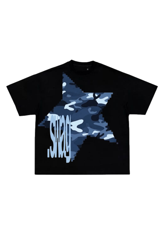 SWAG TEE — BLACK / BLUE